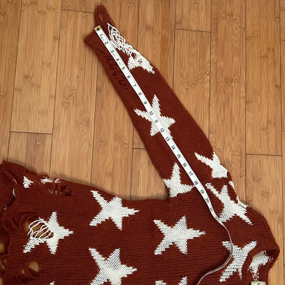 Wildfox Rust Seeing Stars Lennon Knit Sweater long sleeve oversize distressed XS - Picture 6 of 7